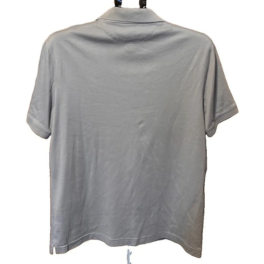 Banana Republic Mens L Gray Luxury Touch  100% Cotton Polo Shirt Stretch Preppy
